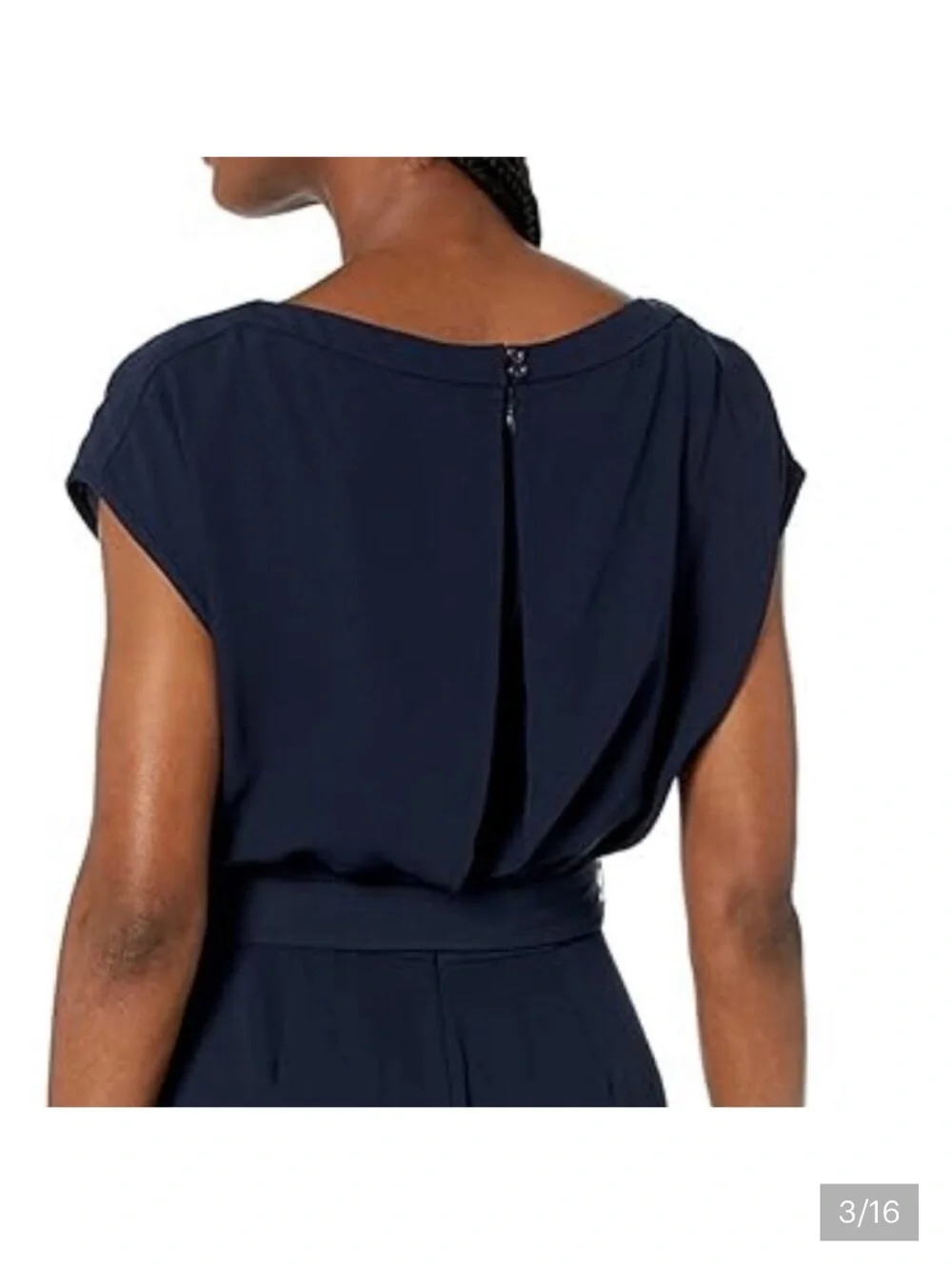 Eliza J navy blue cap sleeve belted jumpsuit size 8 - Picture 3 of 16